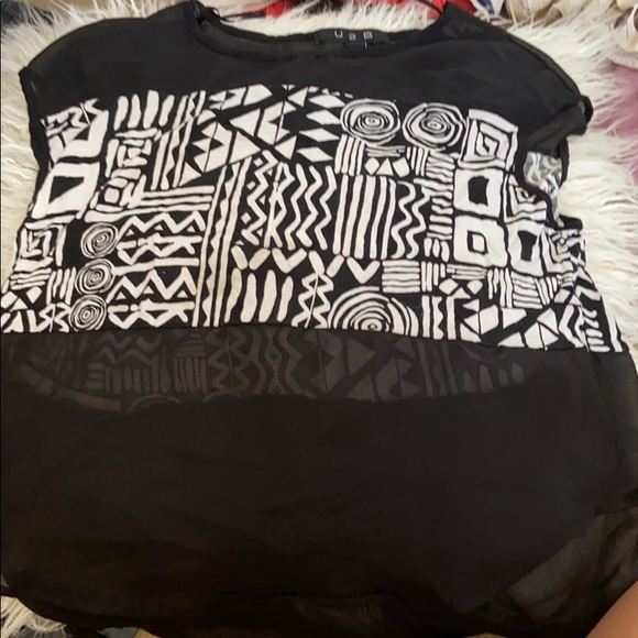 black white mesh top